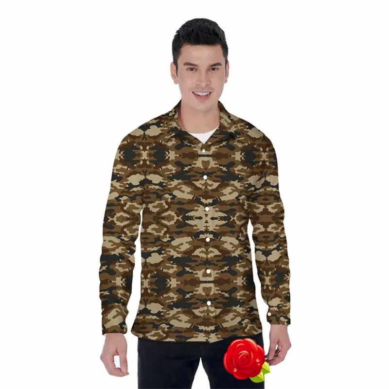 

Outdoor Forest Shirts 3D Printed Mens Long Sleeve Camouflage Blouse Casual Holiday Tops Fashion Camo Veteran Camisa Male Clothes