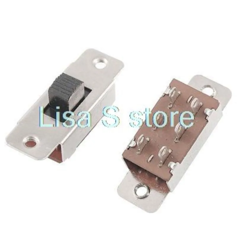 5Pcs 5mm or 8mm Knob Height On/Off/On 3 Position 2P3T PCB Panel Slide Switch 6A/125V 3A/250V AC 6 Pins SS-23F19