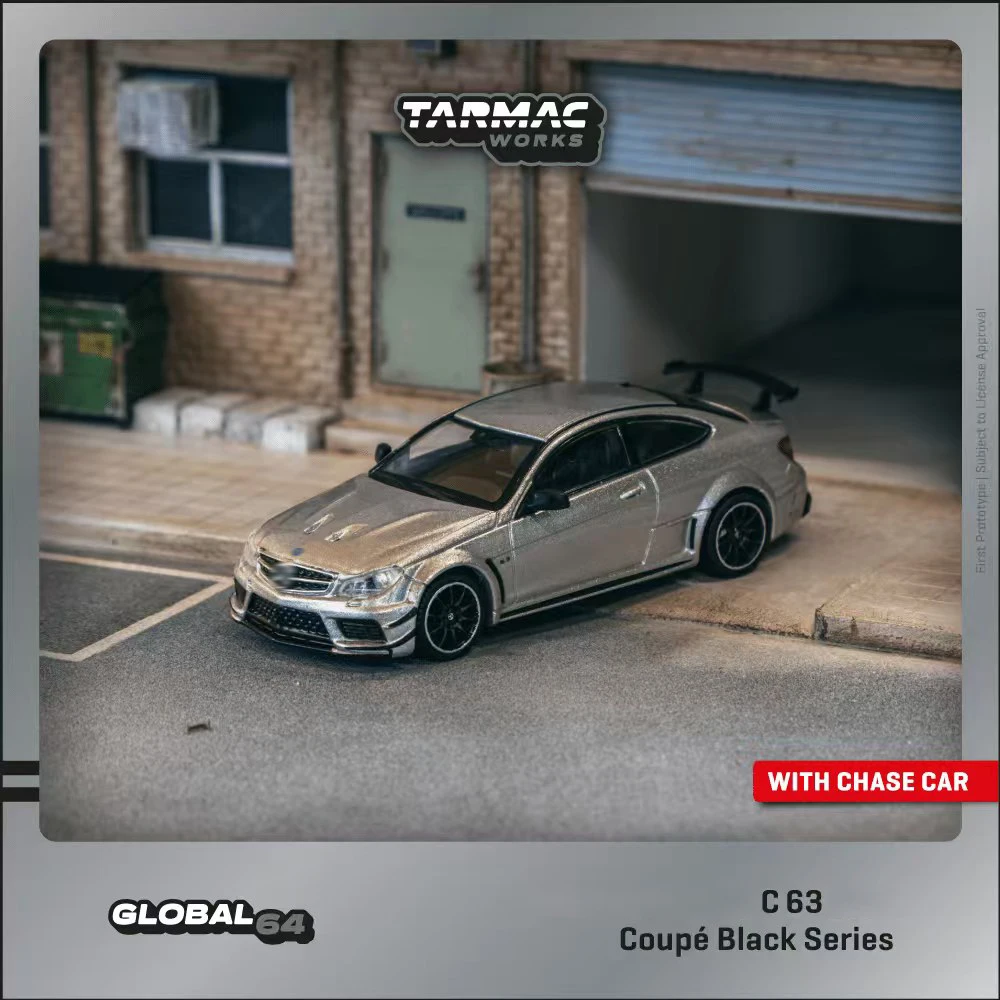 

TW In Stock 1:64 Mercedes Benz C63 AMG Coupe Black Series Silver Metallic Diecast Car Model Collection Miniature Toy