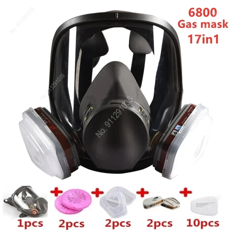 

3 Interface Gas Mask with Filter Cotton and Box Full Face Facepiece Respirator