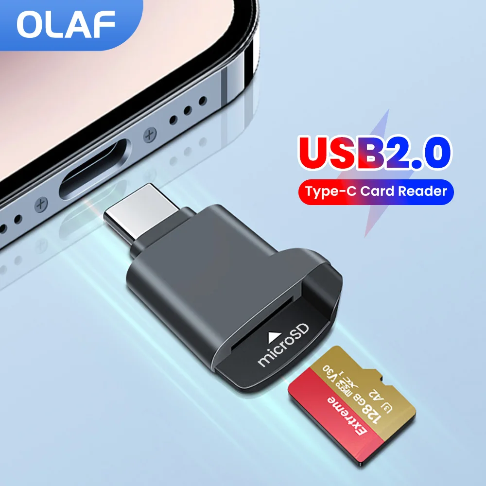 

Mini USB2.0 Type C Card Reader Type C2.0 Male To TF Card Reader Adapter for iphone 15 16 17 Samsung PC Laptop Type C Card Reader