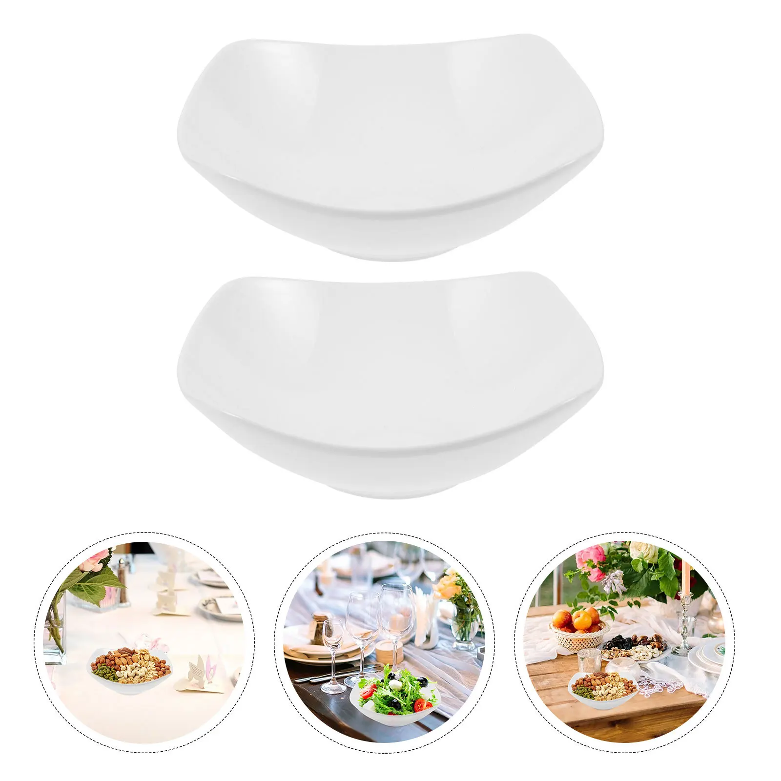 

2pcs Ceramic Snack Bowl Large Serving Dish For Dry Fruit Candy Nut Dessert Food Desktop Organizer Wedding Fruit Tray Household