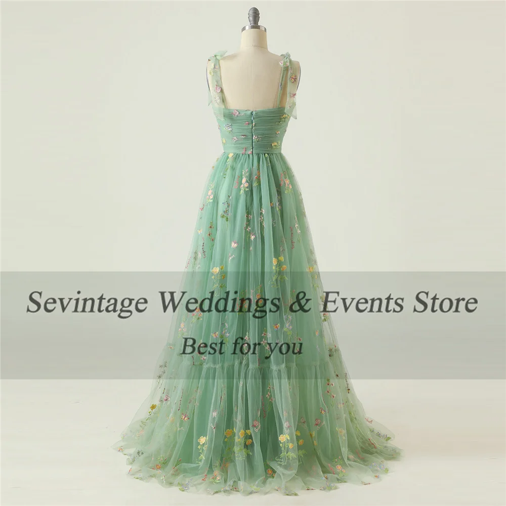 Sevintage Fairy Tulle Prom Dress Sweetheart Spaghetti Strap Ruched Floor Length Homecoming Dress vestidos de graduación 2024