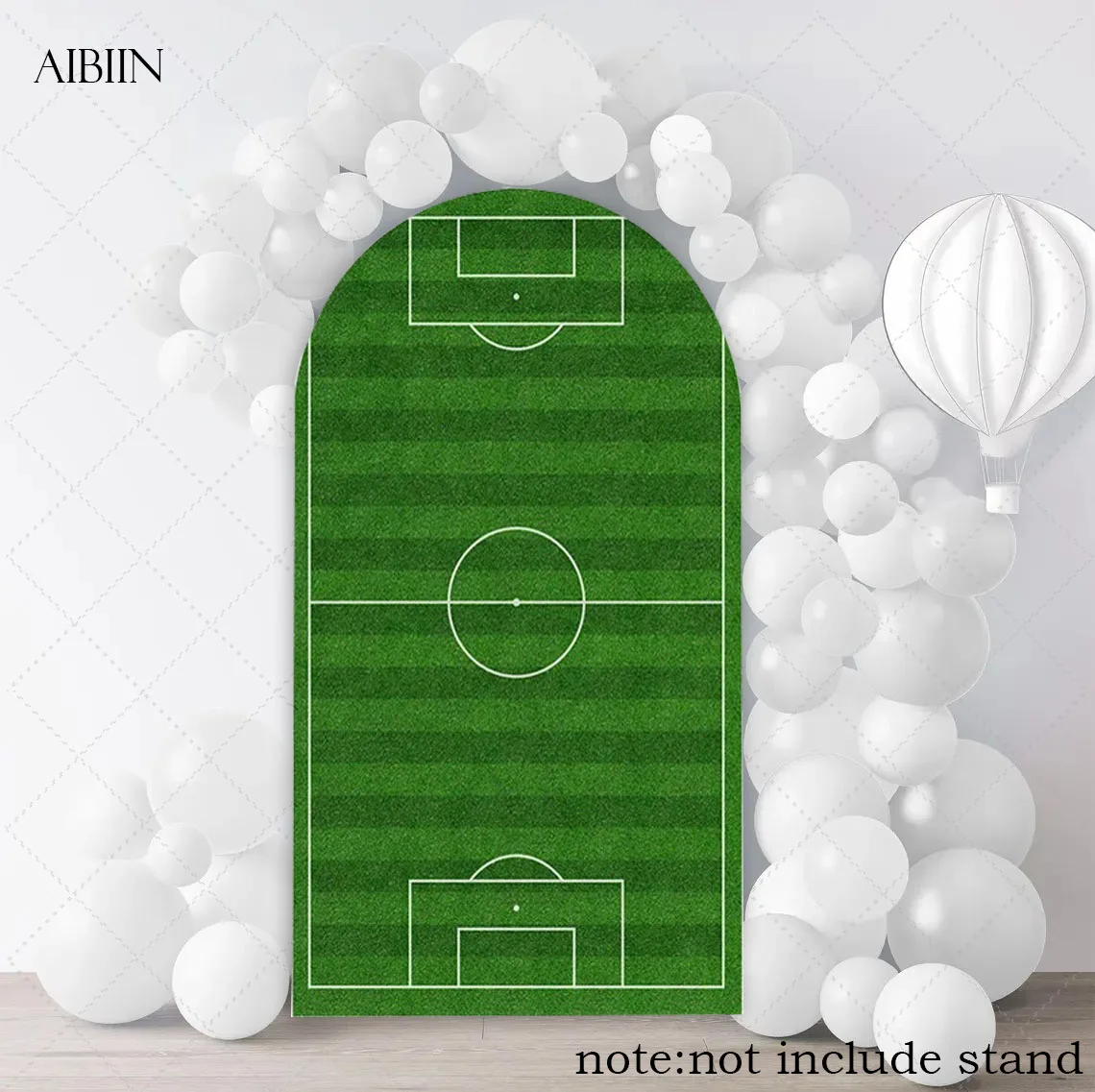 Cubierta de fondo de arco de campo de fútbol verde, cubierta de soporte de arco de rayas negras para fiesta de cumpleaños para niños y bebés