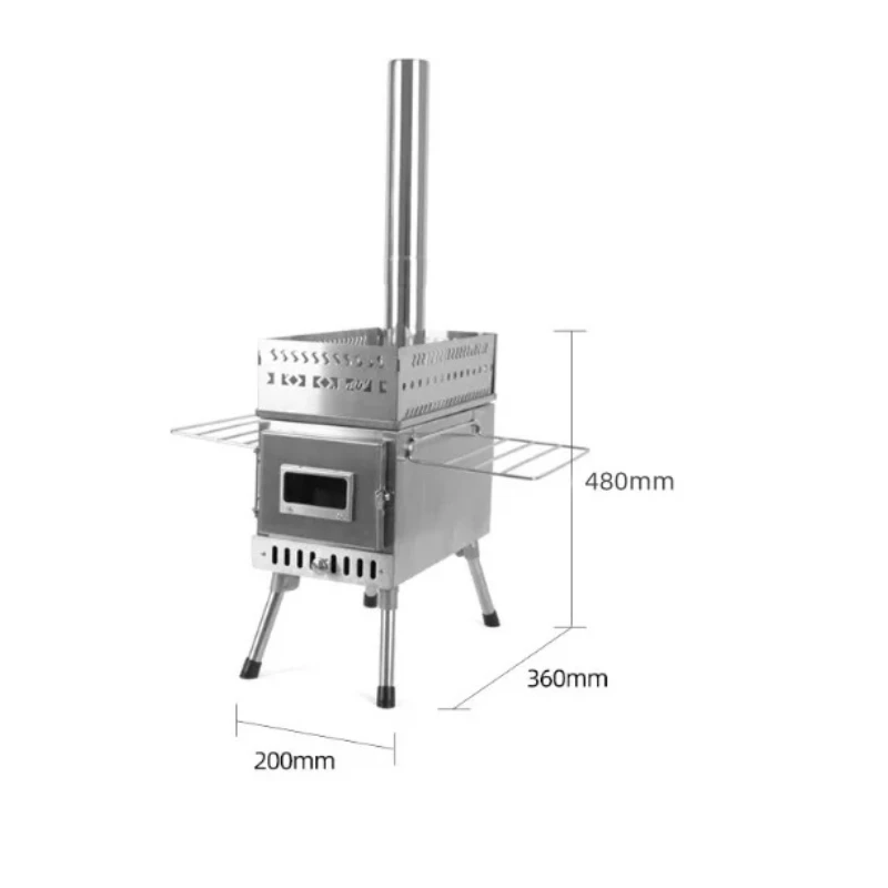 

Stainless Steel Portable Outdoor Barbecue Grill & Sauna Stove – Wood-Fueled, Smokeless Heating with Built-In Grill & Chimney