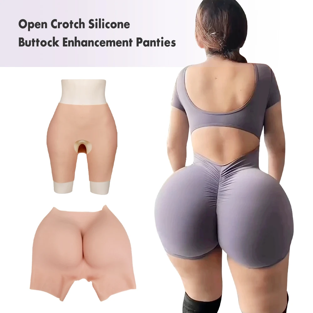 Silicone Pants Open-Crotch Buttock Padded Shaper Shorts Hips Control Enhancement fo Men/ Women Butt Lifter Crossdresser