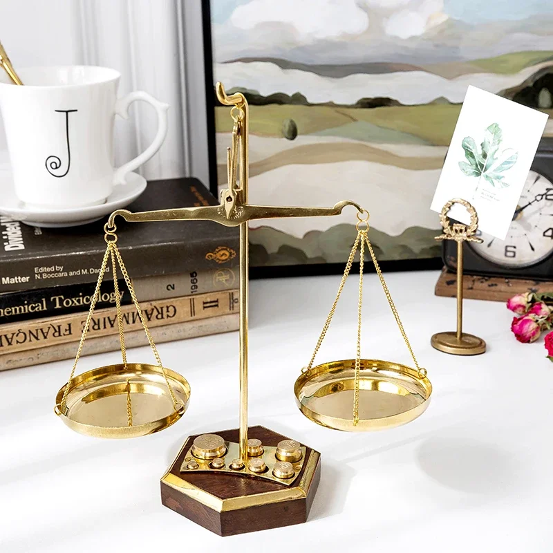 Imported Brass Exquisite Golden Balance Scale High-End Lawyer Club Study Lucky Gift Decoration