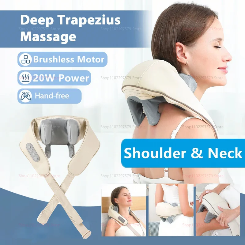 

20W Neck And Shoulder Massager Wireless Shoulder And Back Kneading Massage Shawl Trapezius Neck Cervical Masajeador