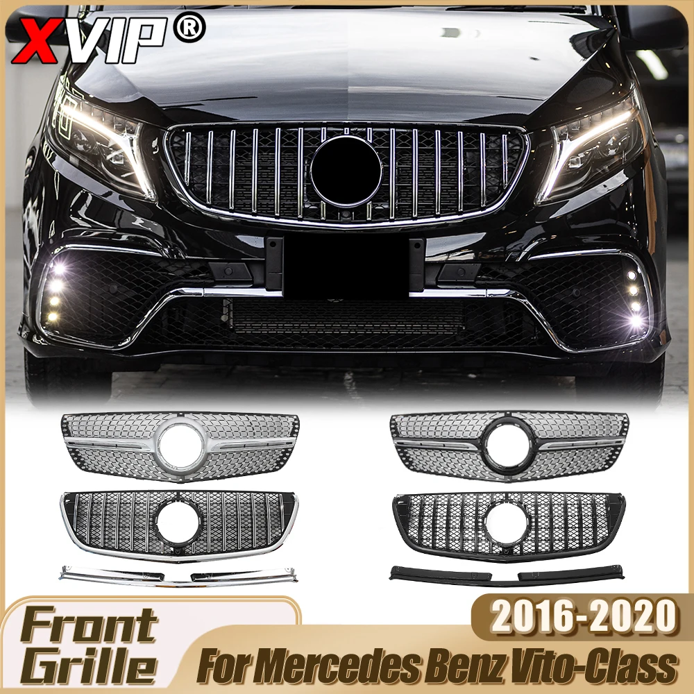 

XVIP Chrome Black Diamonds Style Racing Grille For Mercedes Benz Vito 16-20 Black GTR Style Grill Grid Body Kits Exterior Parts
