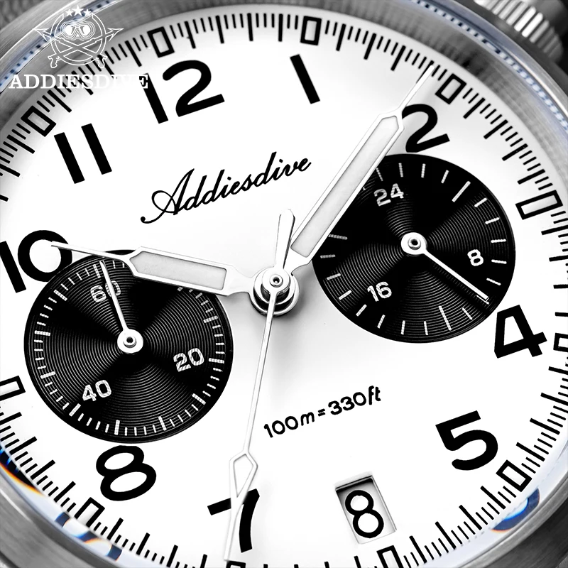 ADDIESDIVE 腕時計男性用クロノグラフ VK64 ムーブメント AD2538 316L ステンレス鋼 39 ミリメートル BGW9 発光 100 メートル防水クォーツ時計