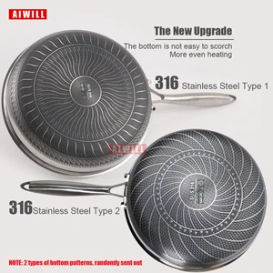 AIWILL NEW HIGH QUALITY KITCHEN 304 STAINLESS STEEL NAILY FRIENDING PAN fried pan steak oven general electromagnetic oven 8 Main Sales Big Frying Sales - №3