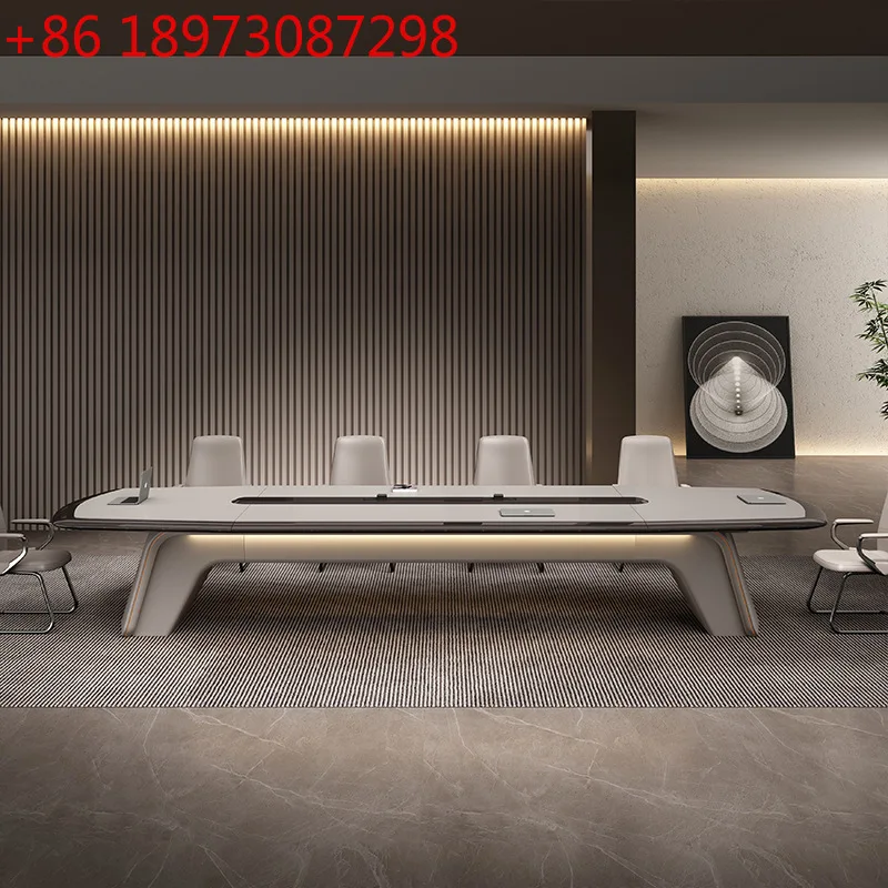 

Легкая роскошь, элитный смысл, простой и современный конференц-стол из шпона, длинный стол для конференц-зала