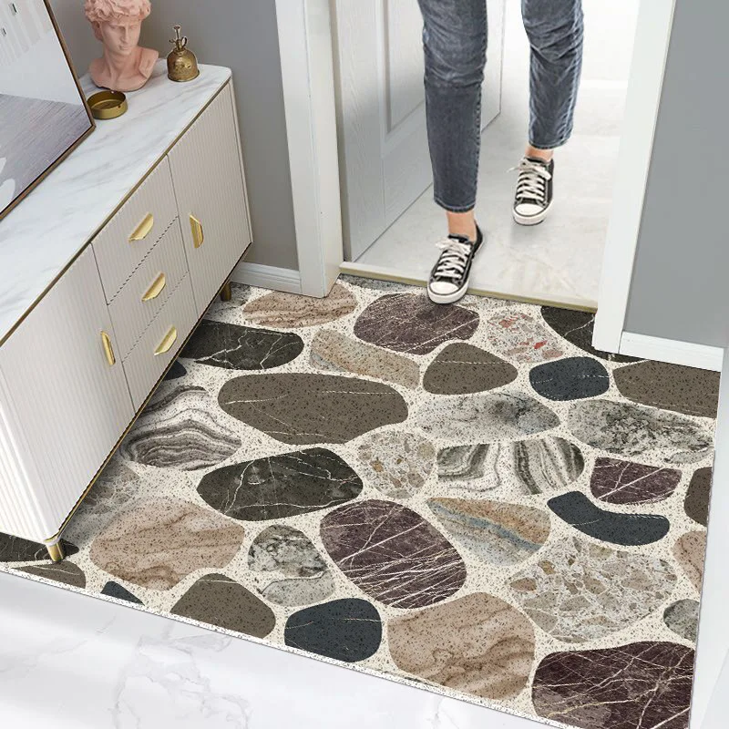 

Visual Pebble Entrance Door Mat Carpet PVC Wire Loop Kitchen Mat Bathroom Mat Anti-Slip Freely Cuttable Mats Carpet