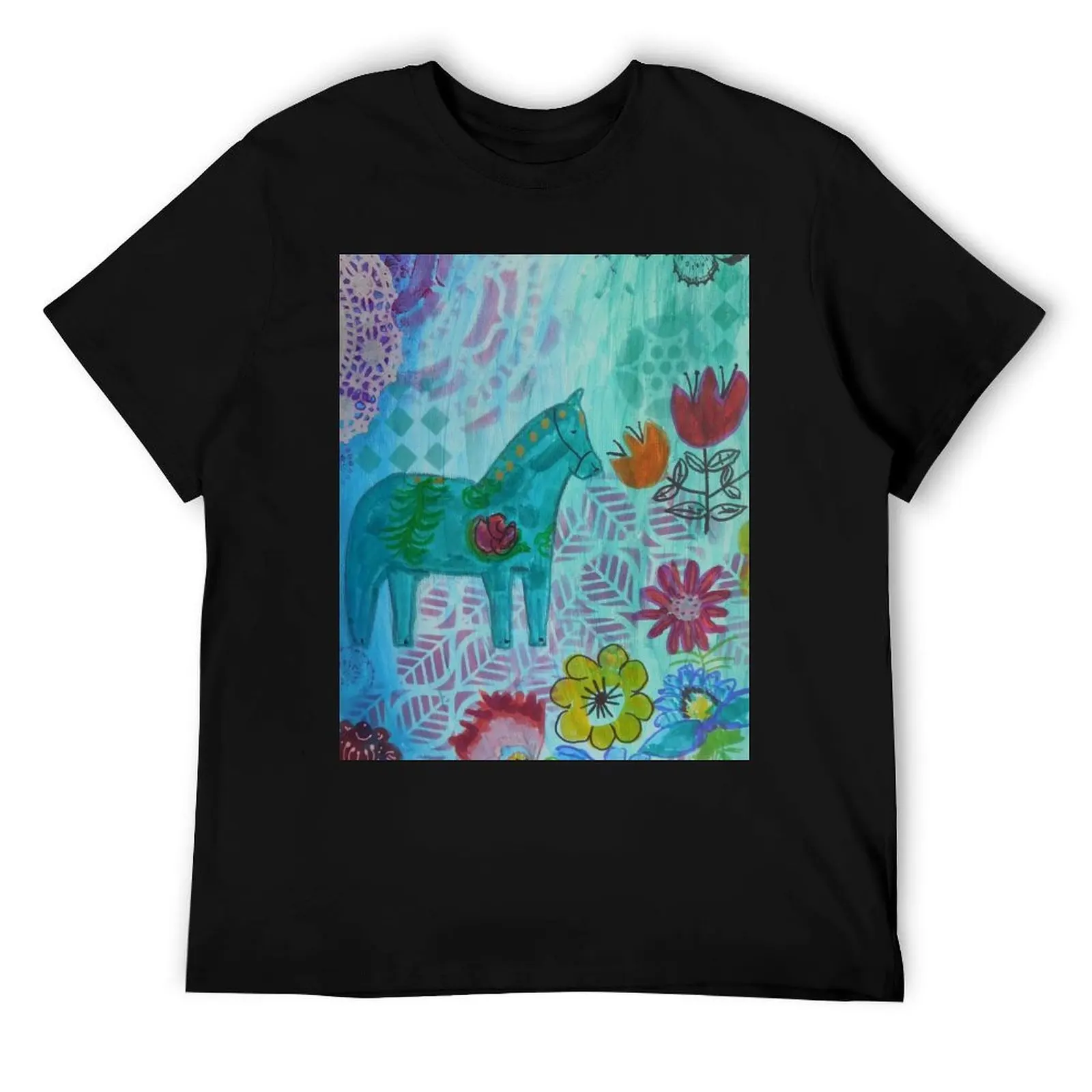 

Футболка с изображением лошади Дала, дизайнерские мужские футболки для мужчин, мужская простая футболка