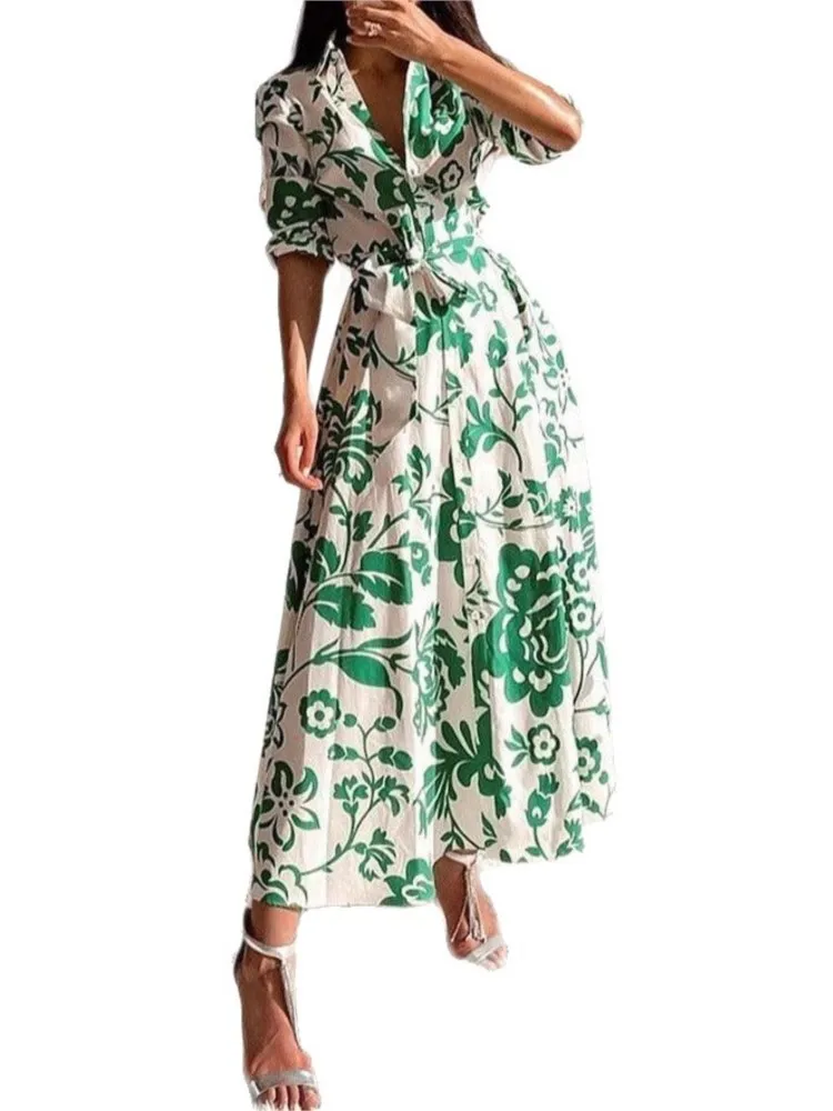 Mode Elegante Casual Kleider Neue Herbst frauen Gedruckt Taille-umarmt Lange ärmeln Hemd Kleid Dame Büro Urlaub kleid Robe