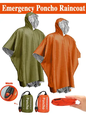Emergency Waterproof Raincoat Aluminum Film Disposable Poncho Warm Thermal Rainwear Blankets Survival Tools Camping Equipment