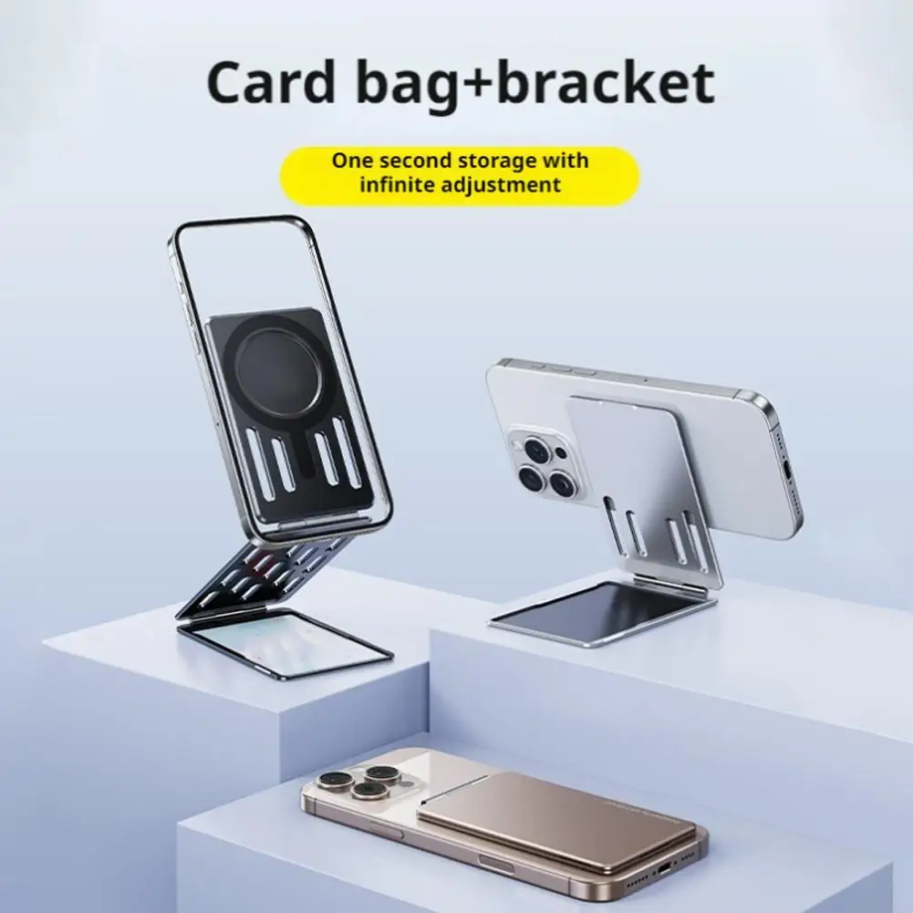 

The Aluminum Alloy Card Holder Bracket Is Adjustable Two-in-one Magnetic Attraction Stand Folding Thin Sheet Mobile Phone Back