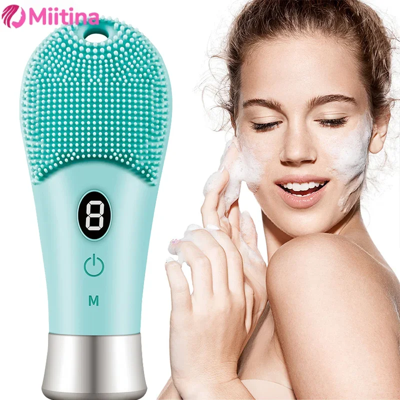 

9 Gear Electric Facial Cleansing Brush Silicone Ultrasonic Vibration Face Cleanser Deep Pores Blackhead Remover Washing Massager