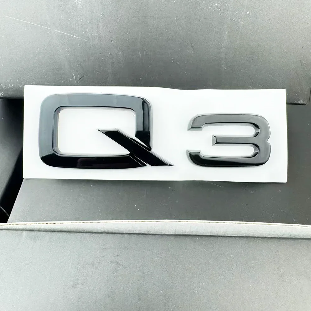4Ring Logo ABS Black Car Hood Front Grille Emblem Rear Trunk Badge Sticker For audi Quattro Q3 2013-2022 Decoration Accessories