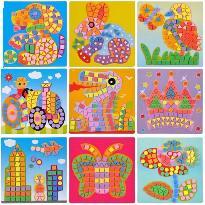 6PCS/Set 3D Kids EVA Sticky Mosaics Puzzle DIY Foam EVA Stickers Handmade Art Cartoon Creative Educational Toys For Children