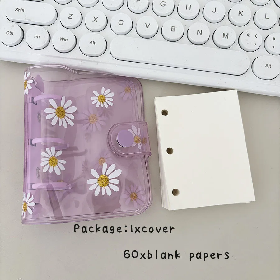 1 Set 3-Loch-Gänseblümchen-Notizbuch, Taschen-Notizblock mit losem Blattring, mit 60 Blatt Gürtel/leeres Papiere, DIY Mini-Junk-Tagebuch-Handbuch – Detail 14