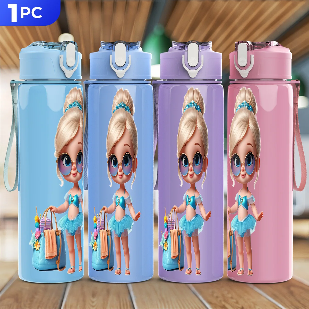 Botella de agua de 750 ml con diseño de anime de Disney, tapa deportiva fácil de transportar, taza reutilizable, regalo ideal para Pascua, Navidad, Día del Padre
