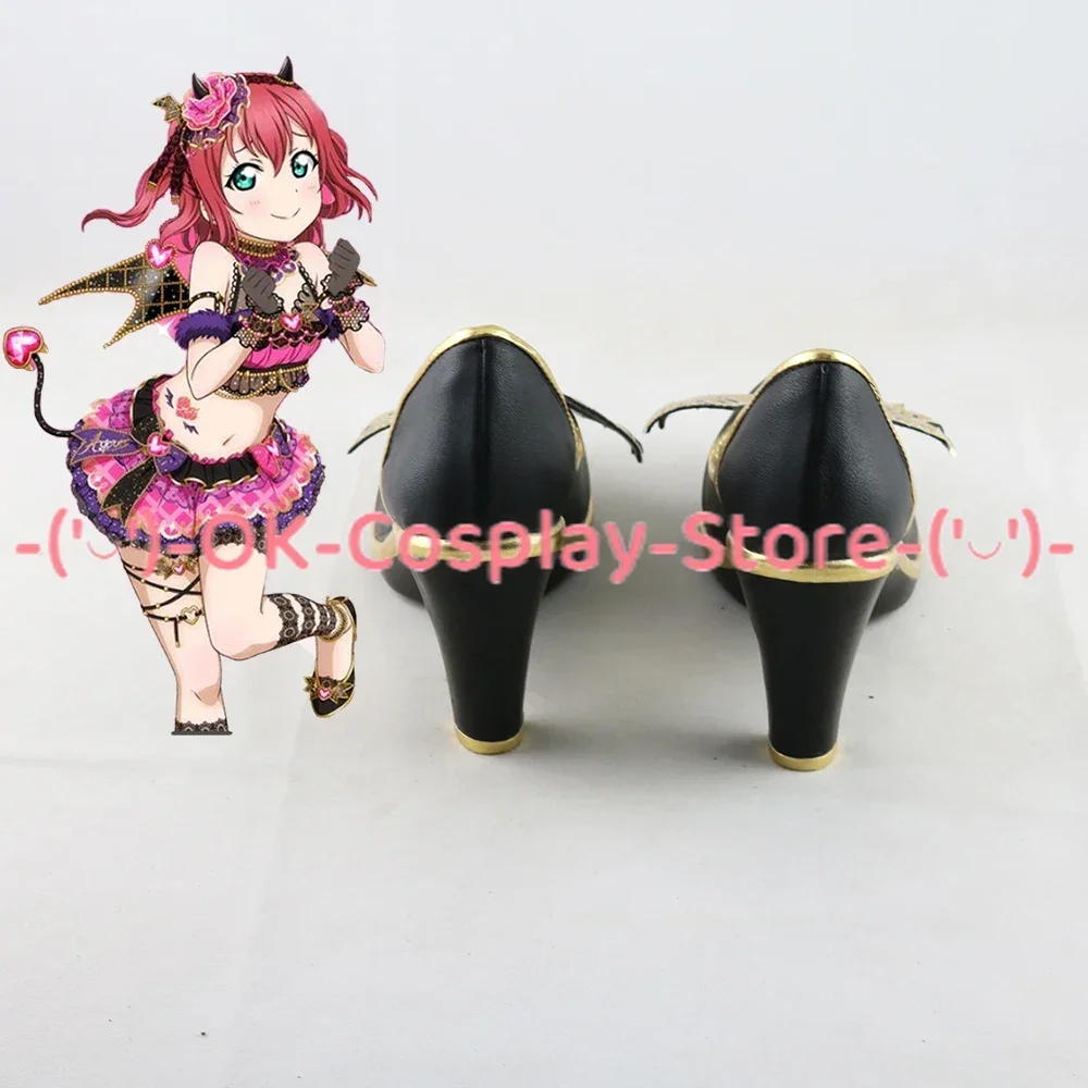 PU Couro Aqours Cosplay Sapatos, Custom Made, Lovely Sunshine Rubi Kurosawa, Halloween Carnaval Props