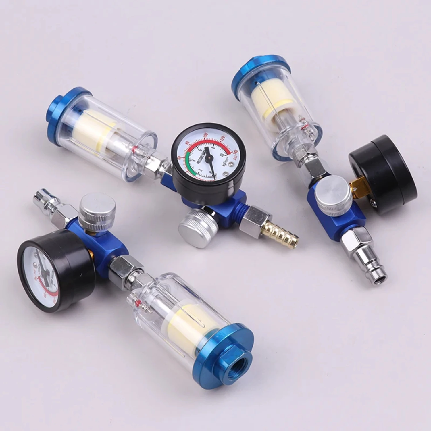 Highly Durable and Efficient Blue Spray Gun Regulator Gauge with In-line Oil Water Trap Filter Separator - Perfect for JP/EU Ada