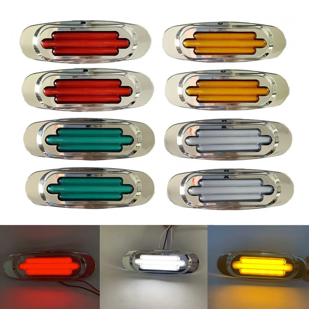 

2PCS 16LED Side Marker Light 24V Indicator Warning Light Outline Lamp Electroplate 12V Marker Lights Amber / Red /Green/ Blue