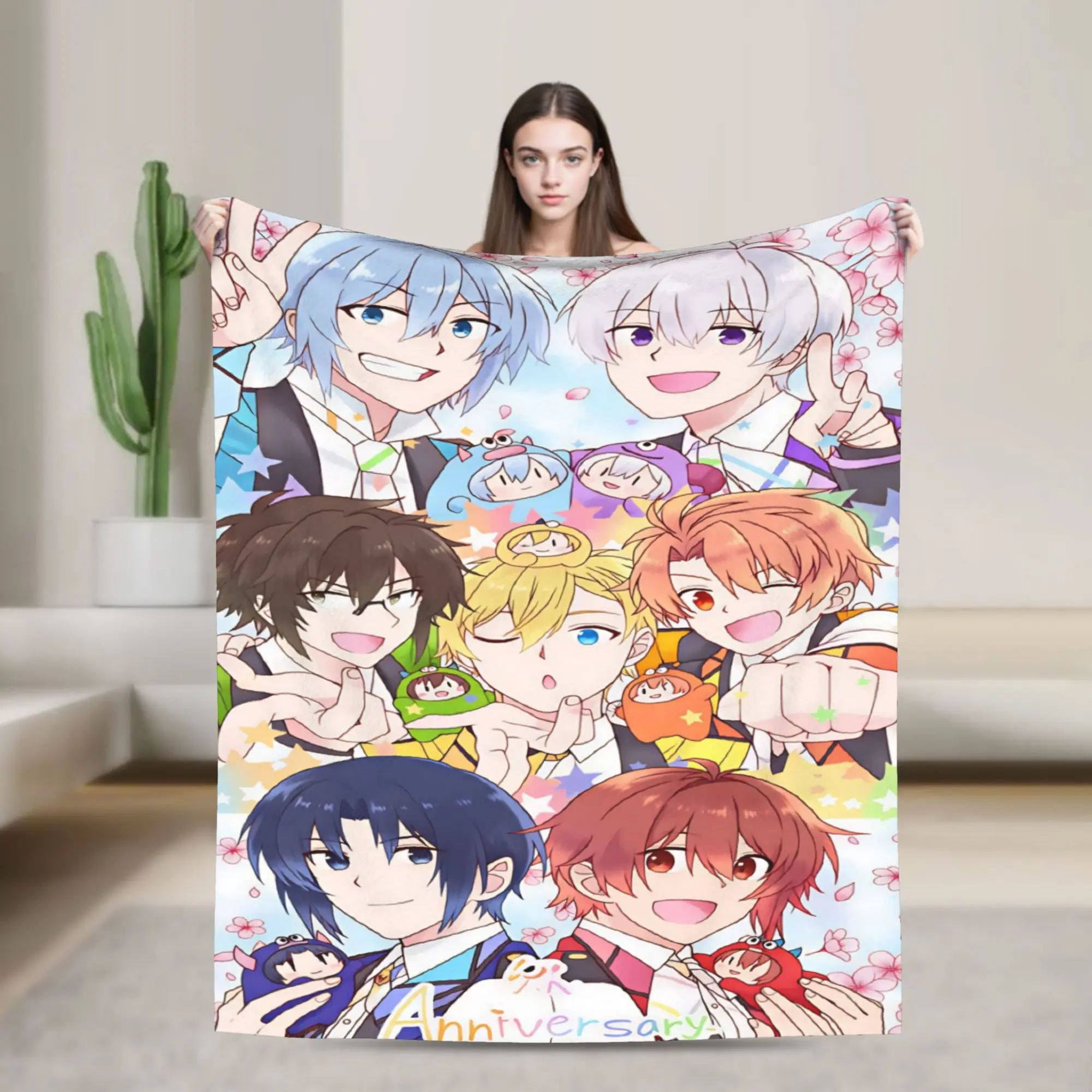 IDOLiSH7 Warm Soft Blankets  Travel Office Plush Bedding Throws Graphic Home Decor Flannel Bedspread Sofa Bed Cover