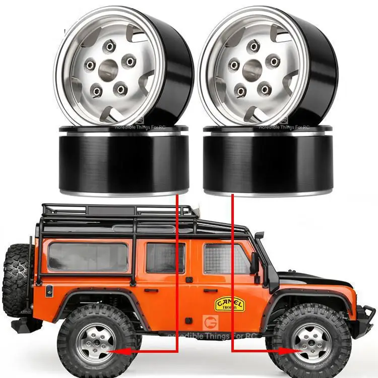 メタルホイールハブリム,1,10 rcクローラー,trx4ディフェンダー,bronco rc4wd d90 d110アキシャルscx10 90046 jimny cfx vs4,2.2インチ