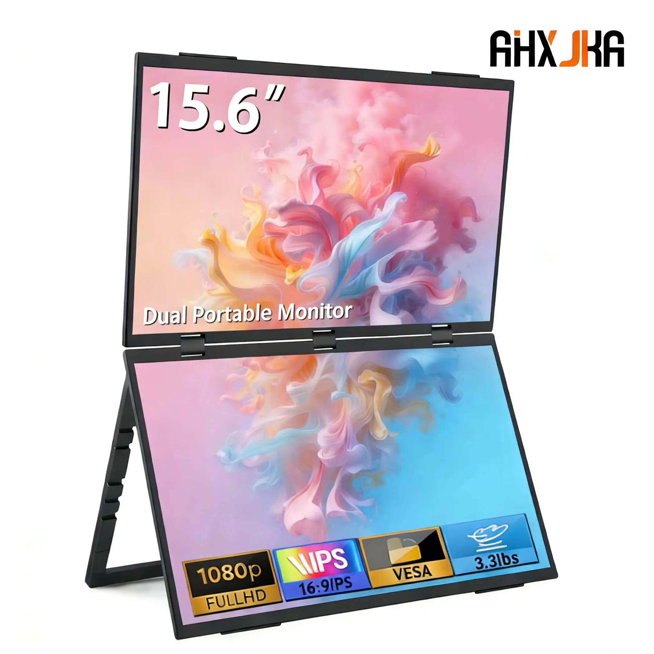 

15,6-дюймовый складной двойной монитор FHD с 100% sRGB, портативный расширитель экрана для ноутбуков Windows и Mac OS со стендом