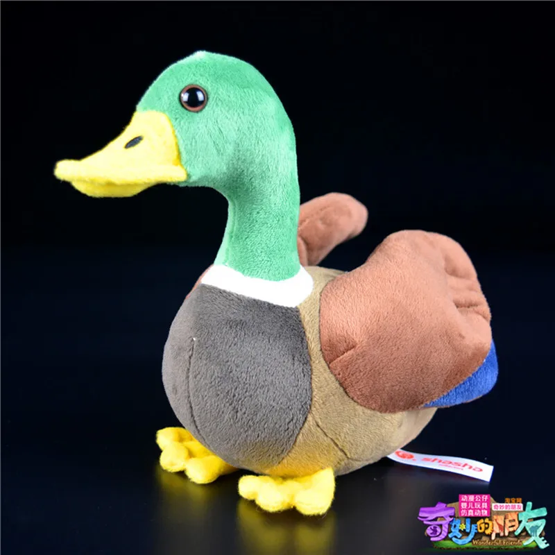 Brinquedo bonito do luxuoso do pato verde para a menina, animal da simulação, pato mandarim, presente do aniversário