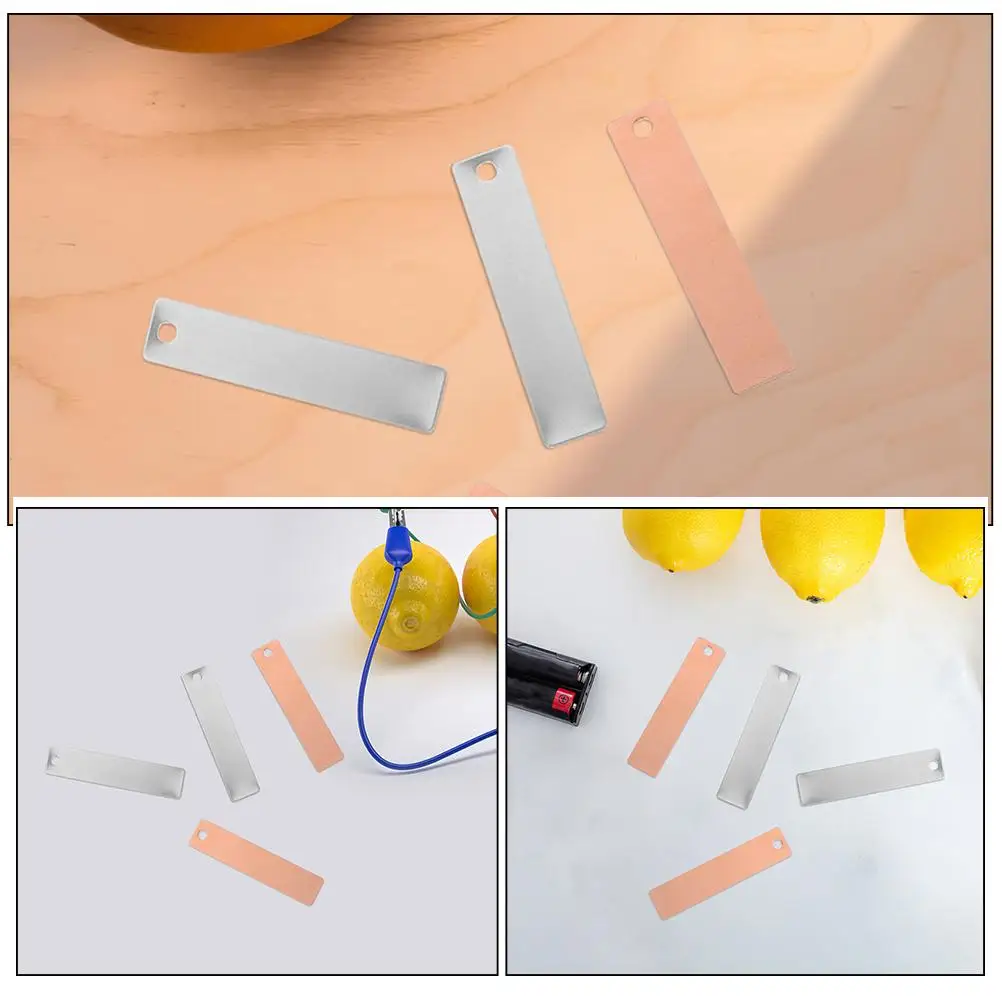 

Copper Zinc Electrode Sheets Strips 10 Pairs Fruit Experiment Supplies Lightweight Classroom Teaching Group Study