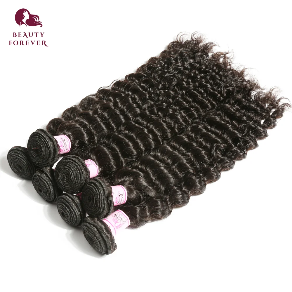 Beleza para sempre onda profunda brasileira trama do cabelo humano 4 pçs/lote 100% pacotes de cabelo virgem cor natural pode ser tingido frete grátis