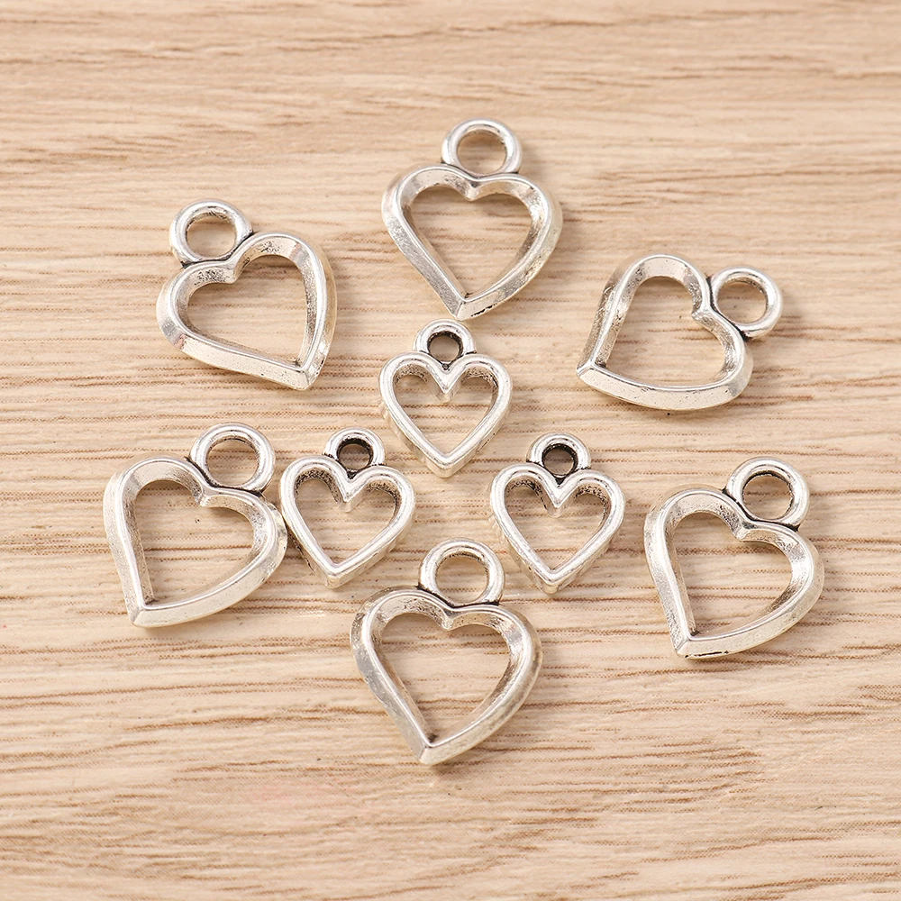 Tusember 30 Stück Legierungsanhänger, Metall-Herzanhänger für DIY, niedliche Ohrringe, Halsketten, handgefertigter Schmuck, Bastelbedarf – Detail 3