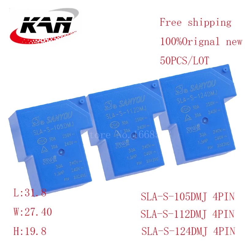 

Free shipping 50pcs relay SLA-S-105DMJ SLA-S-112DMJ SLA-S-124DMJ 12VDC 24VDC 30A 250VAC 4PIN T90 Original New