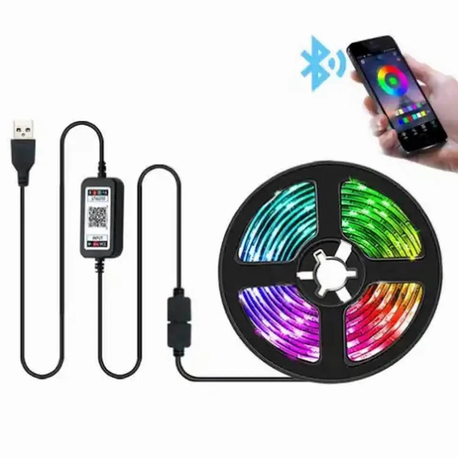 

USB 5M Led Strips Lights RGB 5050 Bluetooth APP Control Luces Led Flexible Ribbon Diode Lamp Tape For Room Decoration Lighting