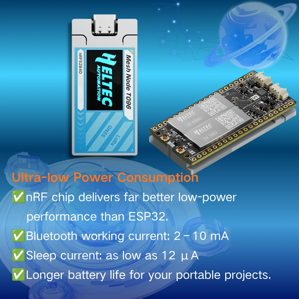 Heltec T096 Mesh Node NRF52840 SX1262 28dBm LoRa Tracker Meshtastic Dev Board Reticulum Meshcore Arduino High Power