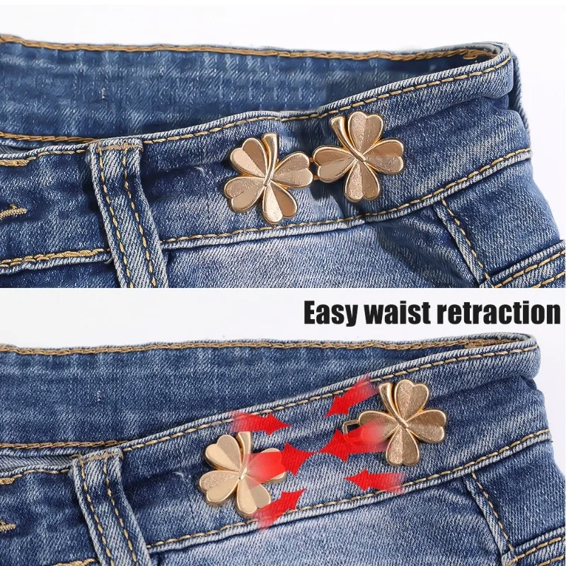 Removable Tight Waist Adjustment Tool Clover Shaped Portable Seamless Jeans Waist Tightening Button Fixed Waist Versatile Buckle