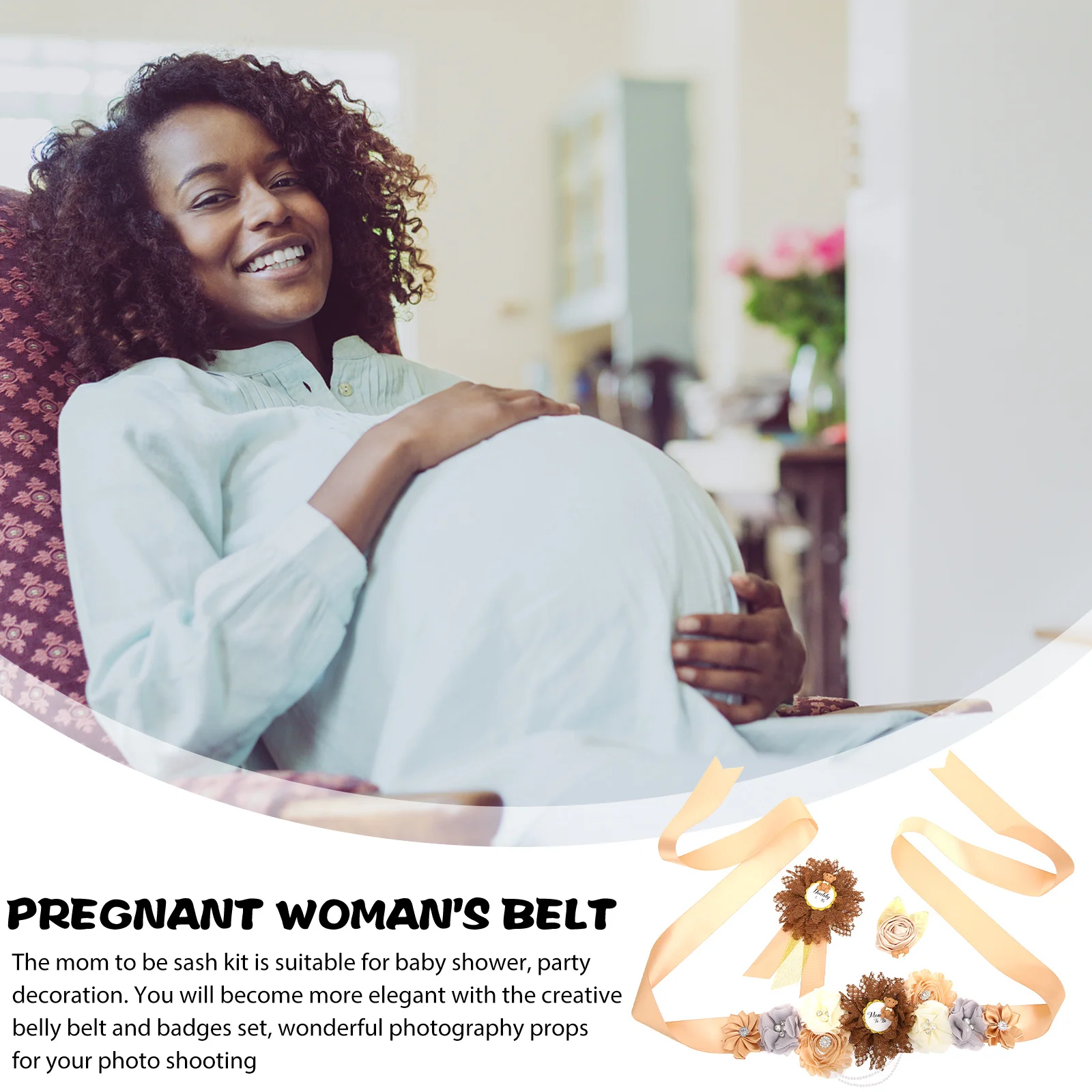 

Mommy to Be Sash Flower Belt Daddy Corsage Pin Pregnancy Photo Props Shower Supplies Unique Pretty Gift Mommy to Be Sash