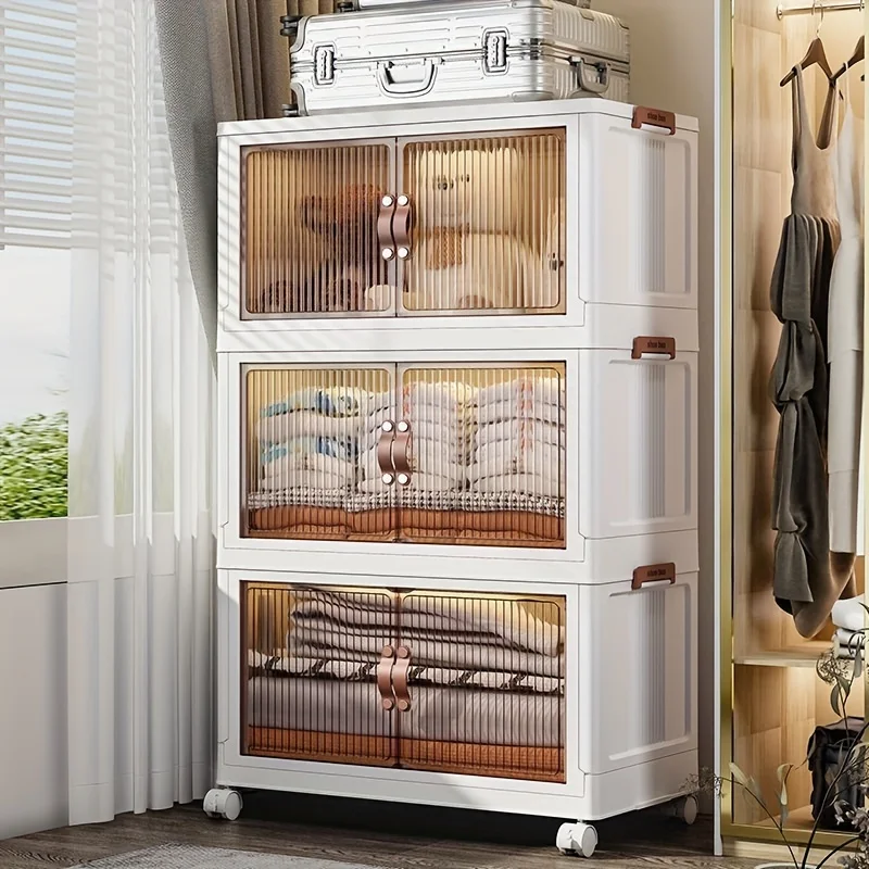 Foldable Storage Cabinet -2/3/4/5 Layers, Stackable, Used for Organizing and Storing Multifunctional Storage Cabinet Foldable