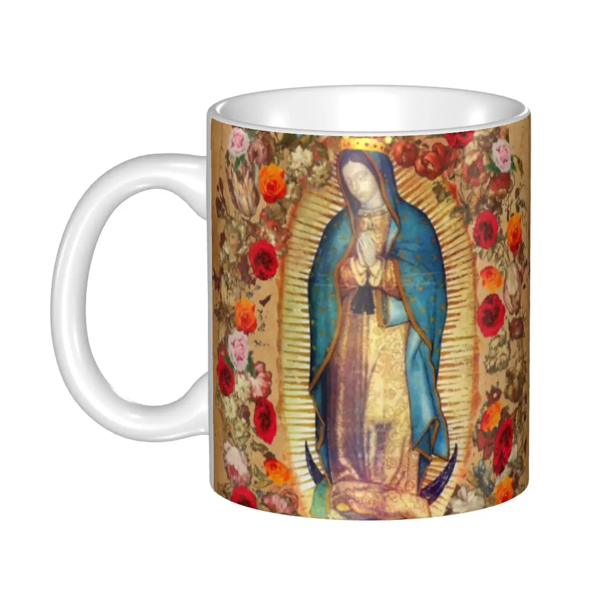 

Our Lady Of Guadalupe Virgin Mary Mugs Customized Catholic Mexico Poster Ceramic Coffee Mug Creative Gift
