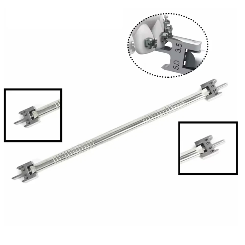 

Локатор стоматологического кронштейна, двойная шкала из нержавеющей стали для позиционирования ортодонтических кронштейнов 4,0-4,5 и 5,0-3,5, набор инструментов