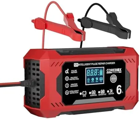 

Умное зарядное устройство и поддерживатель заряда для аккумуляторов 6 А, 12 В с функцией десульфатации и температурной компенсацией для автомобилей, мотоциклов, морского транспорта