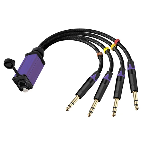 Imagen 2 del producto 1 unidad STP RJ45 CAT5/6 a 4 canales 6,35/6,5mm 1/4 pulgadas TRS enchufe Cable de Audio extensor de señal de red divisor para mezclador de amplificador de guitarra
