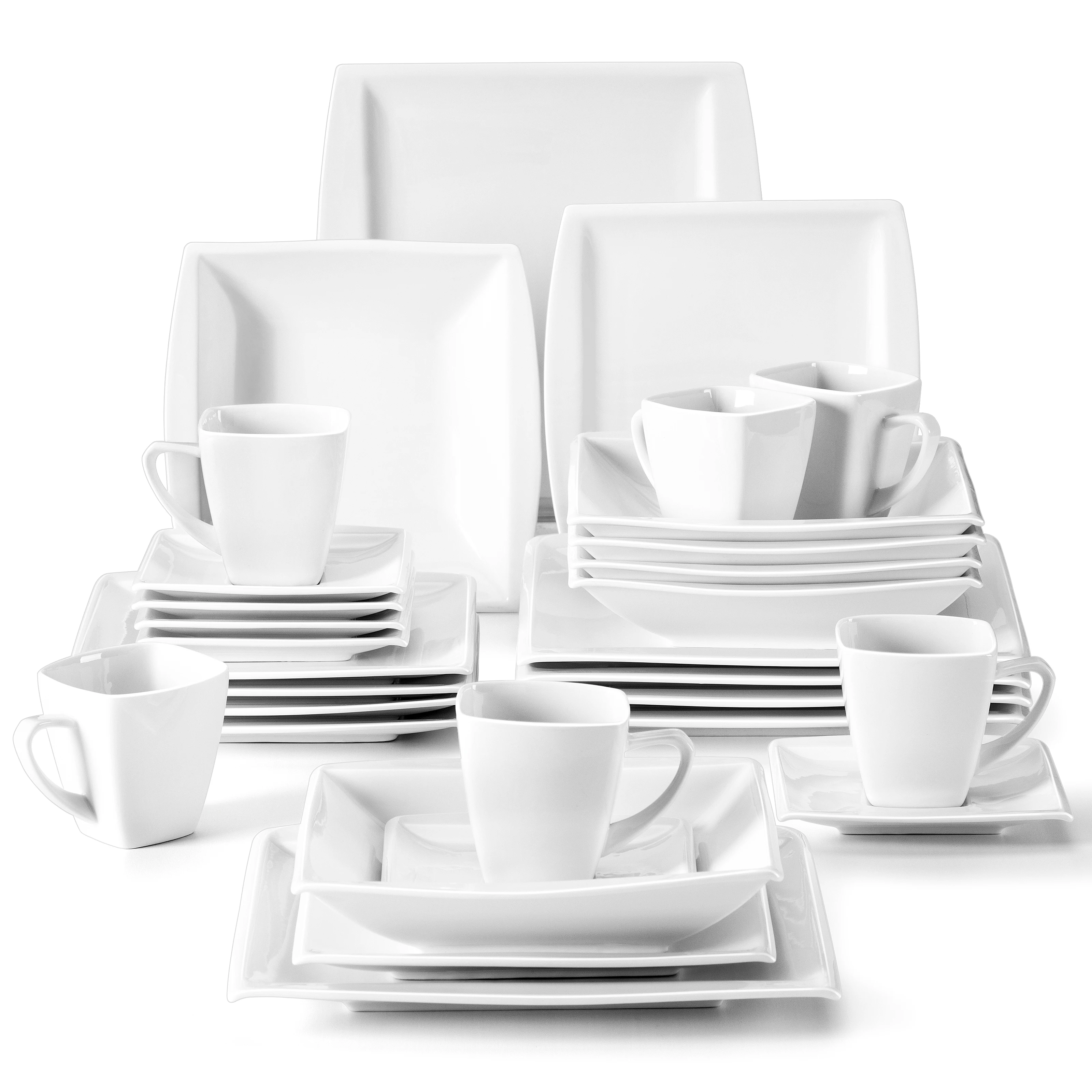 

MALACASA Blance 30/60PCS White Porcelain Dinner Set WIth 6*Cups,Saucers,Dinner Soup Dessert Plates Ceramic Set for 6/12 Person