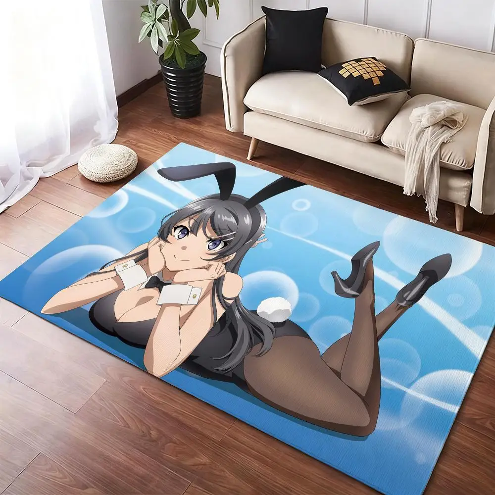 

Rascal Donot Dream Sakurajima Mai Floor Mat Soft Thickened Non-Slip Door Mat for Living Room Home Decor Flannel Rugs