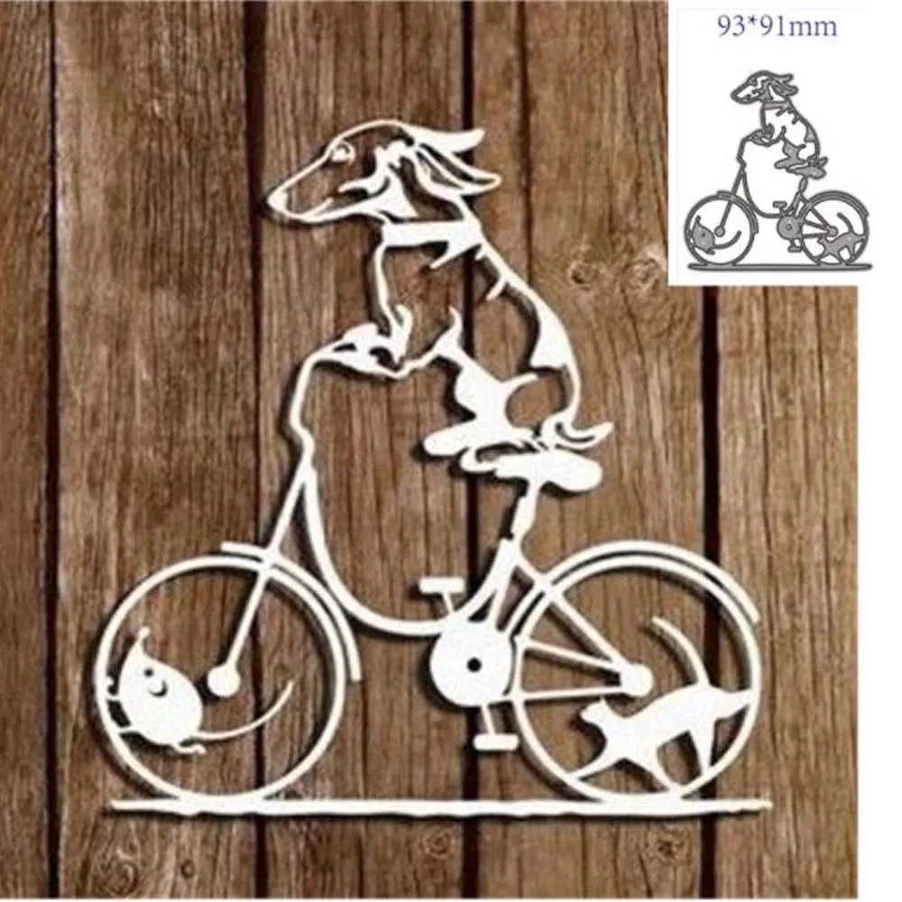 Metal Cutting Dies Cut Dog riding Decoration Scrapbook Album Paper Craft Knife Mould Punch Stencils