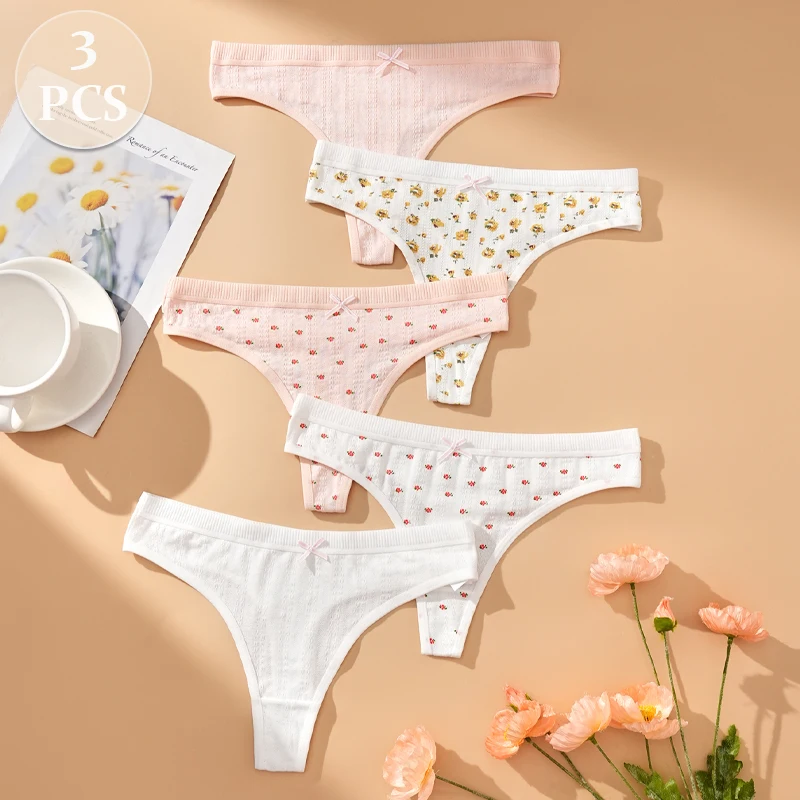 3pcs Floral Lace Thong Panties for Women